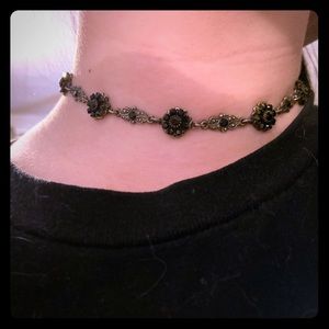 Gothic black floral choker
